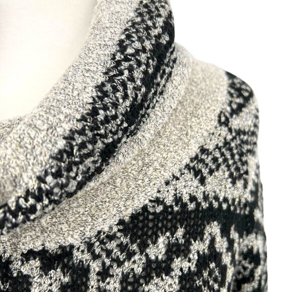 Maurices Nordic Pattern Cowl Neck Sweater Metallic Gray Black Size Medium NWT - Picture 3 of 11